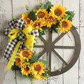 Sunflower Bow Wreath for Front Door - Handcrafted Thanksgiving Wreath with Natural Look, Fall Seasonal Home Decor, Easy Installation Door Hanging Decoration