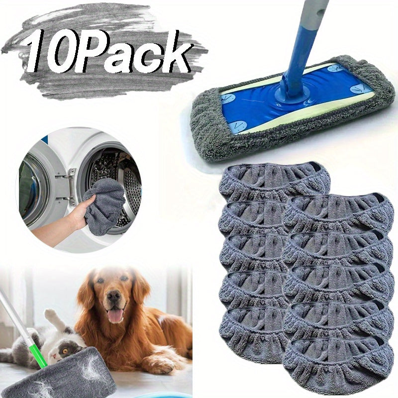 Reusable Microfiber Mop Pads 10-Pack Machine Washable Replacement Refill Pads for All Floor Surfaces Bathroom Bedroom Living Room Kitchen Hardwood Tile