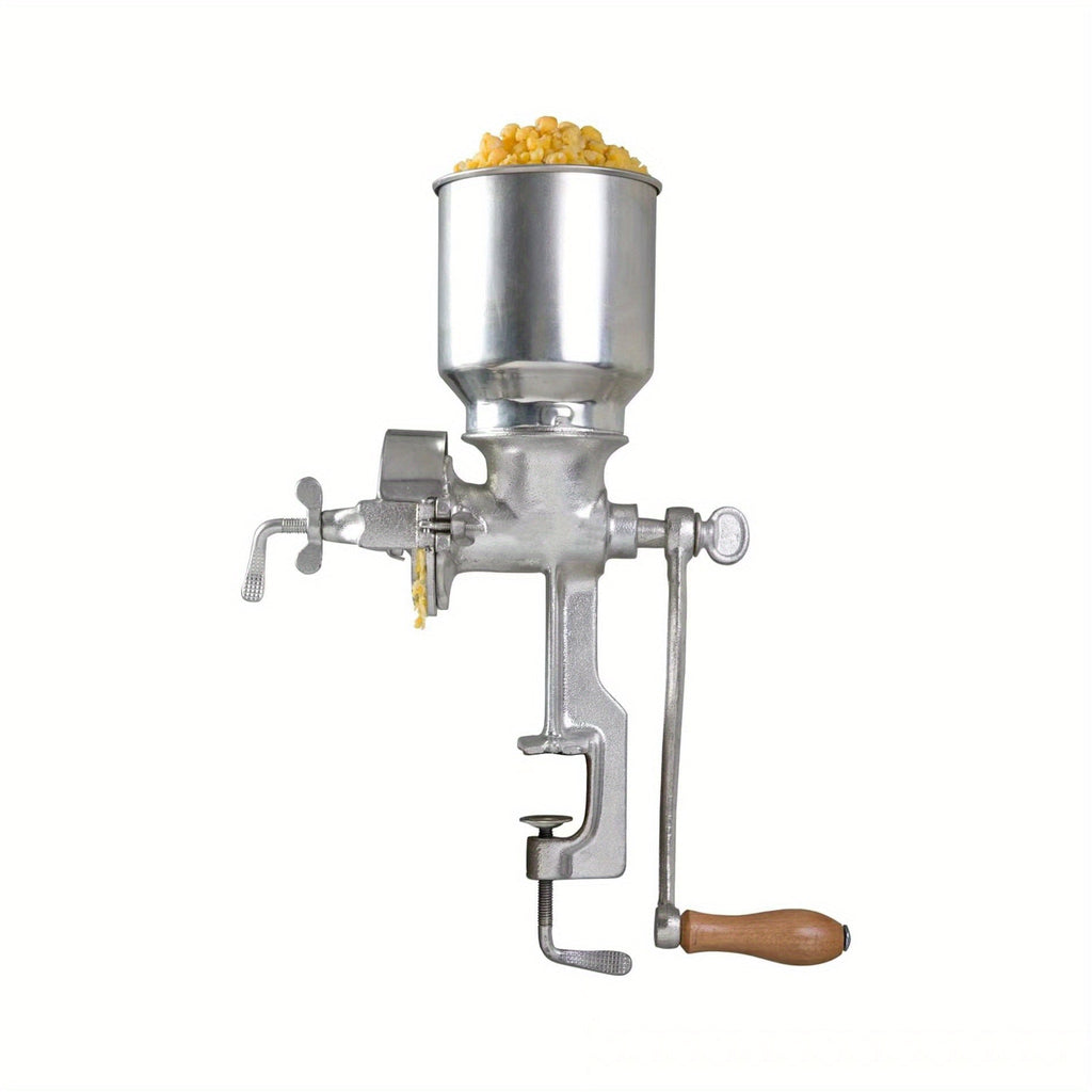 Manual Grain Grinder Mill - Cast Iron Hand Crank Grain Mill with High Hopper, Adjustable Coarse Fine Grinding, Table Clamp Mount, for Corn Wheat Barley Coffee Spices Nuts - Home Brewing & Kitchen Use