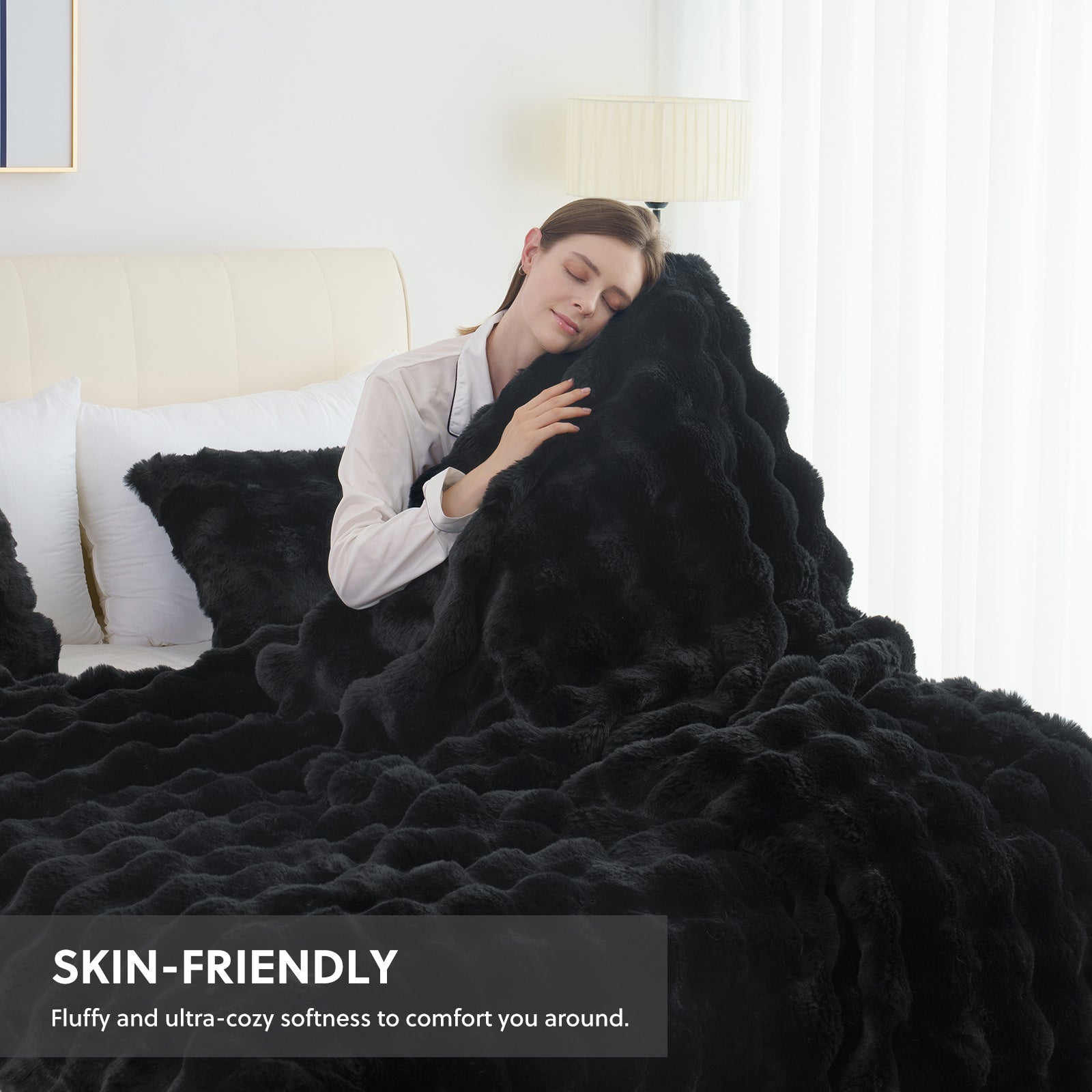 Faux Rabbit Fur Throw Blanket ¨C Ultra-Soft Plush Fleece for Bed, Couch, Sofa & Travel, All Season, 11 Colors, Throw to King Size