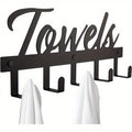 Wall Mount Towel Rack with 5 Hooks Farmhouse Bathroom Organizer Space Saving Towel Holder for Bathroom Kitchen Entryway Easy Install Rust Resistant
