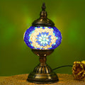 Turkish Moroccan Mosaic Table Lamp Handmade Crystal Glass Spherical Shade 3-Color Adjustable Bedside Night Light Metal Base Bulb Included for Bedroom Living Room Boho Home Decor Gift