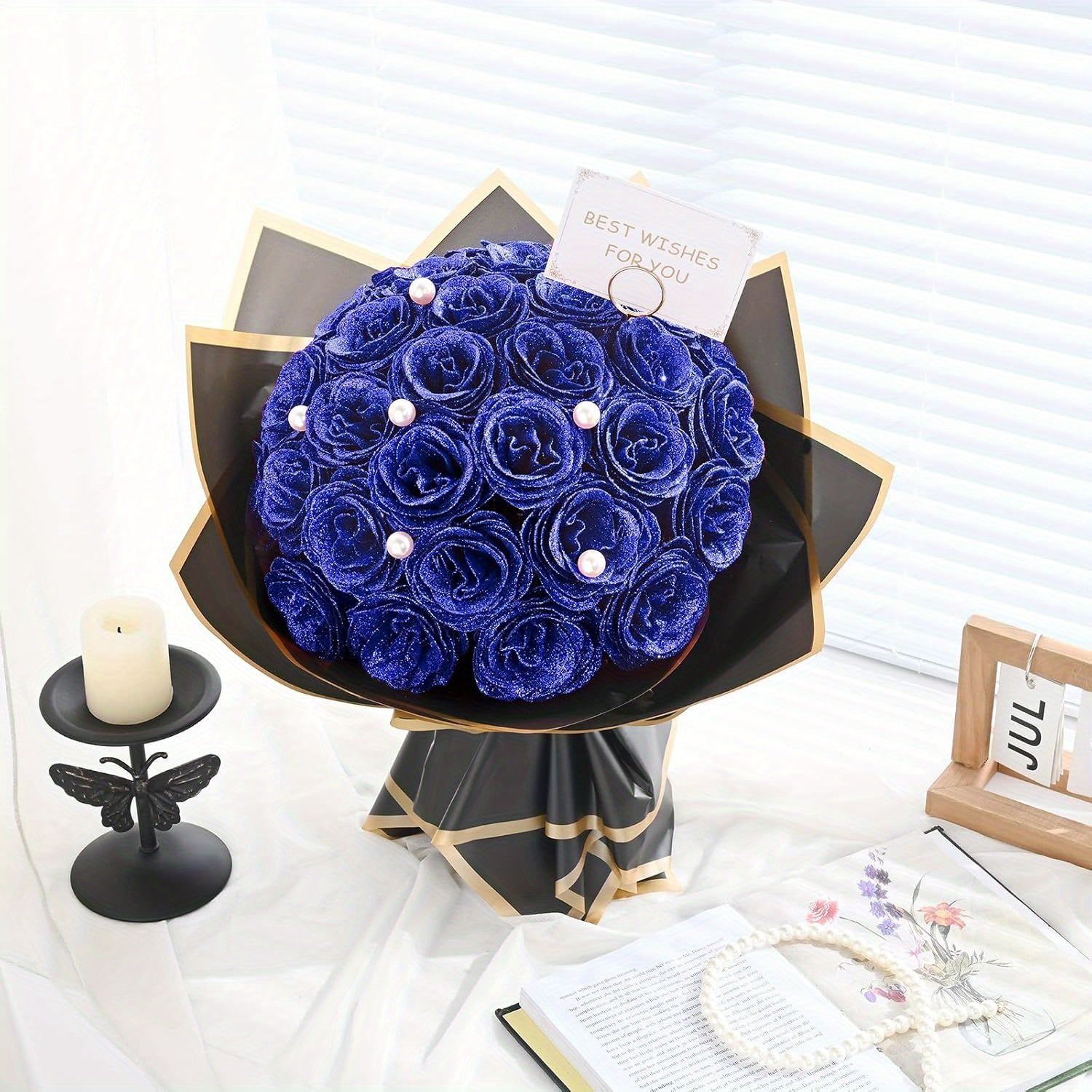 Artificial Flash Rose Bouquet 24/36 Pcs ¨C Simulation Shiny Fake Roses for Wedding, Engagement, Anniversary & Holiday Decorations, Multiple Colors