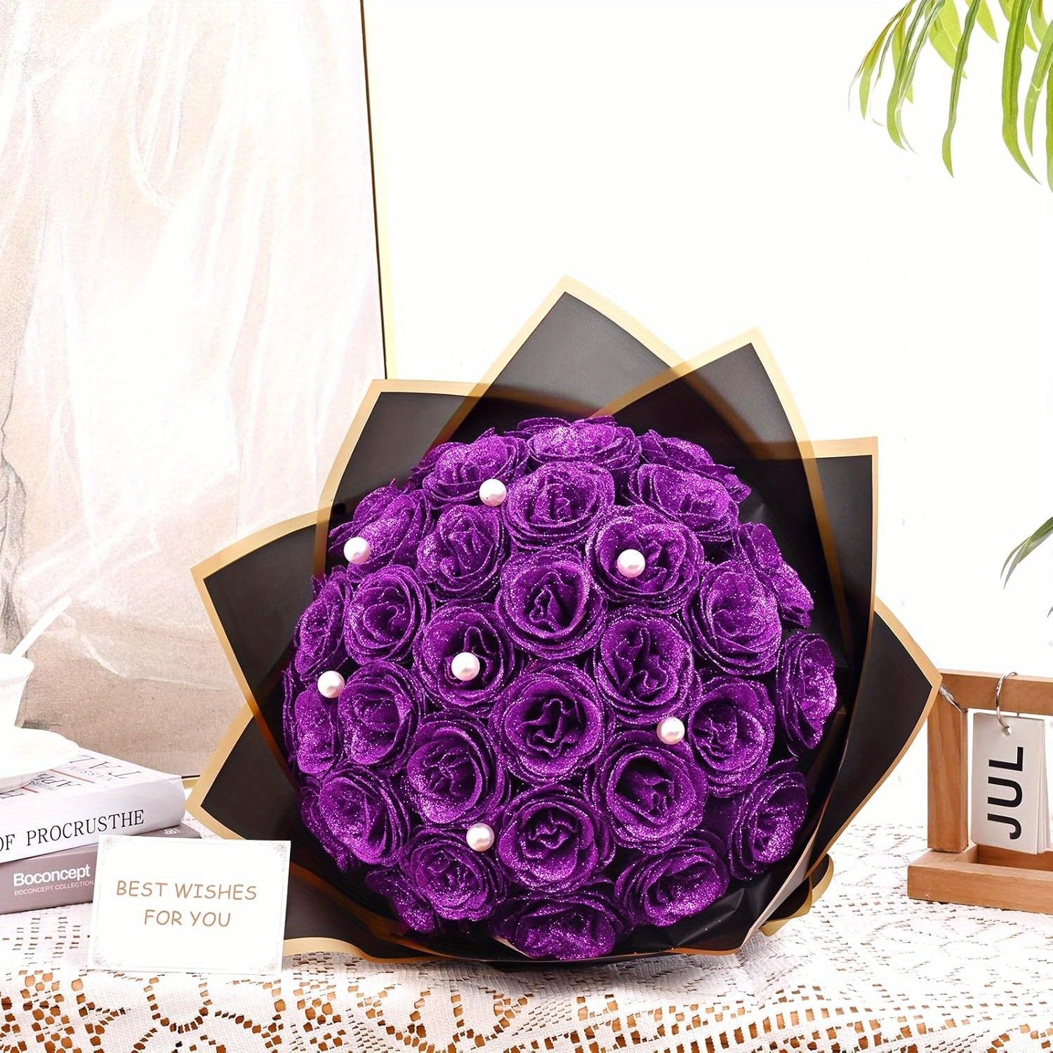Artificial Flash Rose Bouquet 24/36 Pcs ¨C Simulation Shiny Fake Roses for Wedding, Engagement, Anniversary & Holiday Decorations, Multiple Colors
