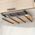 Kitchen Hook Rack for Cutting Boards Lids & Cabinet Door ¨C Heavy Duty Carbon Steel Wall Mounted Organizer for Kitchen Tools & Bathroom Supplies, Rust-Resistant Black