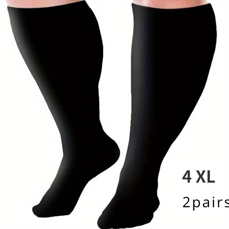Plus Size Compression Socks 2 Pairs High Elasticity Sports Fitness Oversized Socks for Men Women 2XL 3XL 4XL 5XL 6XL 7XL Running Athletic Support