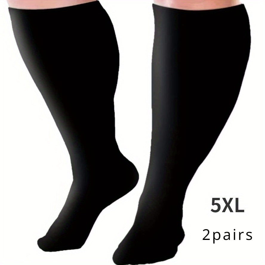 Plus Size Compression Socks 2 Pairs High Elasticity Sports Fitness Oversized Socks for Men Women 2XL 3XL 4XL 5XL 6XL 7XL Running Athletic Support