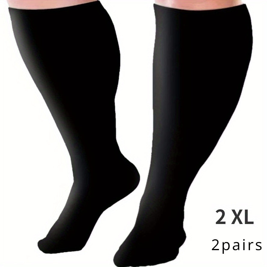 Plus Size Compression Socks 2 Pairs High Elasticity Sports Fitness Oversized Socks for Men Women 2XL 3XL 4XL 5XL 6XL 7XL Running Athletic Support