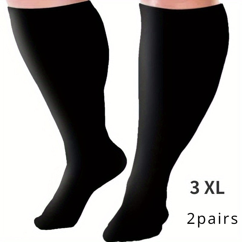 Plus Size Compression Socks 2 Pairs High Elasticity Sports Fitness Oversized Socks for Men Women 2XL 3XL 4XL 5XL 6XL 7XL Running Athletic Support