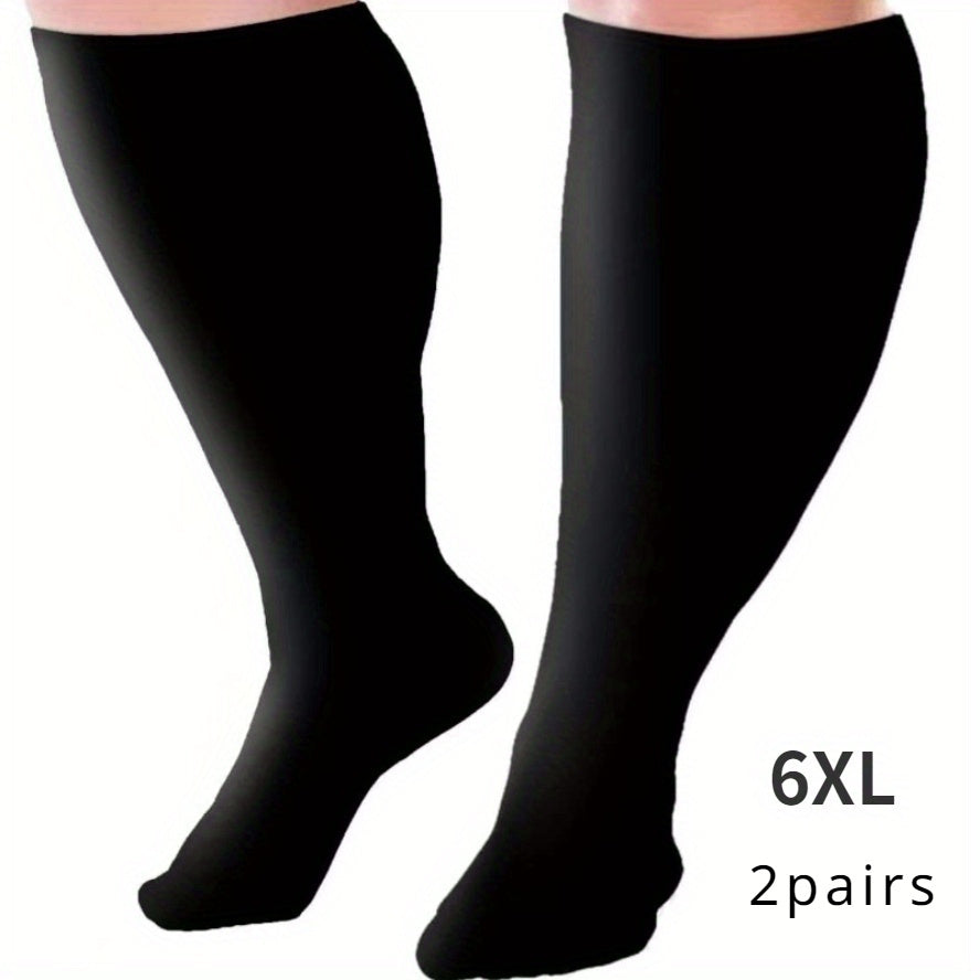 Plus Size Compression Socks 2 Pairs High Elasticity Sports Fitness Oversized Socks for Men Women 2XL 3XL 4XL 5XL 6XL 7XL Running Athletic Support