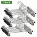 Pants Hangers with Clips 30-Pack ¨C Adjustable Metal Skirt Hangers with 360¡ã Rotatable Clips for Jeans, Trousers, Skirts, Dresses & Ties ¨C Stainless Steel Closet Organizer Hangers