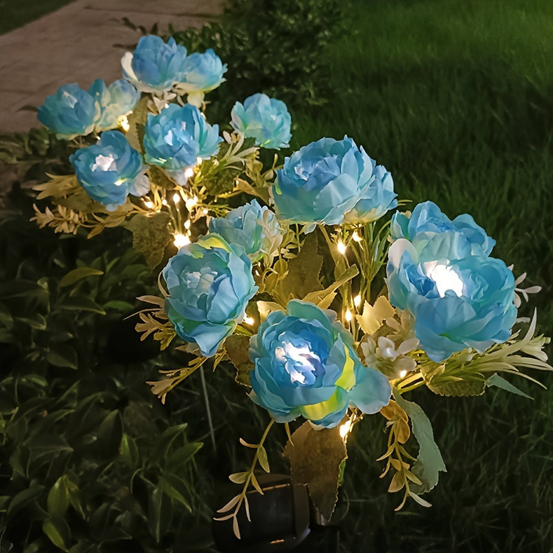 Solar Peony Flower Light 2PCS IP65 Waterproof - 84 LED Artificial Blooms 14 Fancy Lights Solar Powered Outdoor Garden Stake Lights for Lawn Yard Patio Holiday Decor Mother's Day Gift - 4 Colors