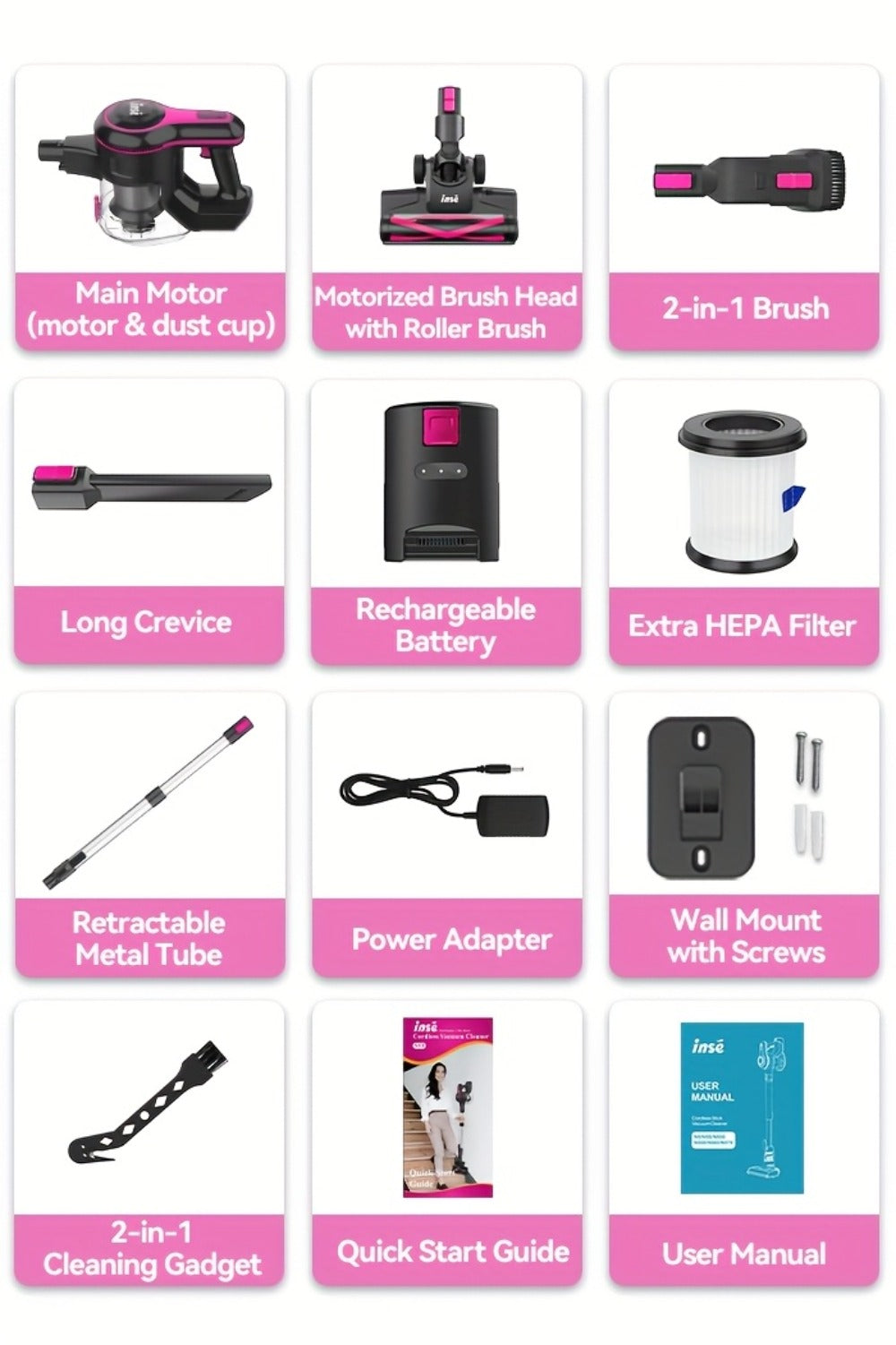Cordless Vacuum Cleaner 2-in-1 Corded 70KPA Powerful Suction | 6-in-1 Handheld Vacuum with Detachable Battery 45-Min Runtime LED Brush Head 50.5oz Dust Cup | For Hardwood Floor Carpet Pet Hair Home Car