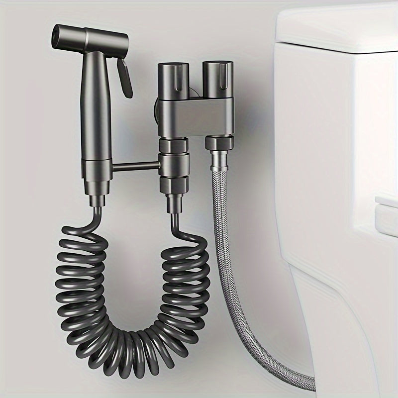 Bidet Toilet Spray Gun Angle Valve One In Two Out Handheld Flusher Booster Sprayer for Toilet Women Washing Machine Household Bathroom Hygiene Modern Minimalist