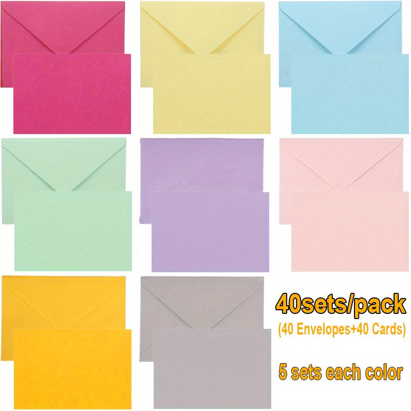 Blank Cards with Envelopes 4x6 Inch | 40 or 80 Sets Colorful Rainbow DIY Greeting Cards | Single Panel Holiday Christmas Birthday Note Cards Bulk Set | A Colors & B Colors for Crafts, Invitations, Thank You