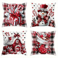 Christmas Throw Pillow Covers 4pcs Set - Snowman Candy Cane Buffalo Plaid Polyester 18x18in Decorative Cushion Covers with Zipper for Holiday Winter Living Room Bedroom Sofa Bed Decor
