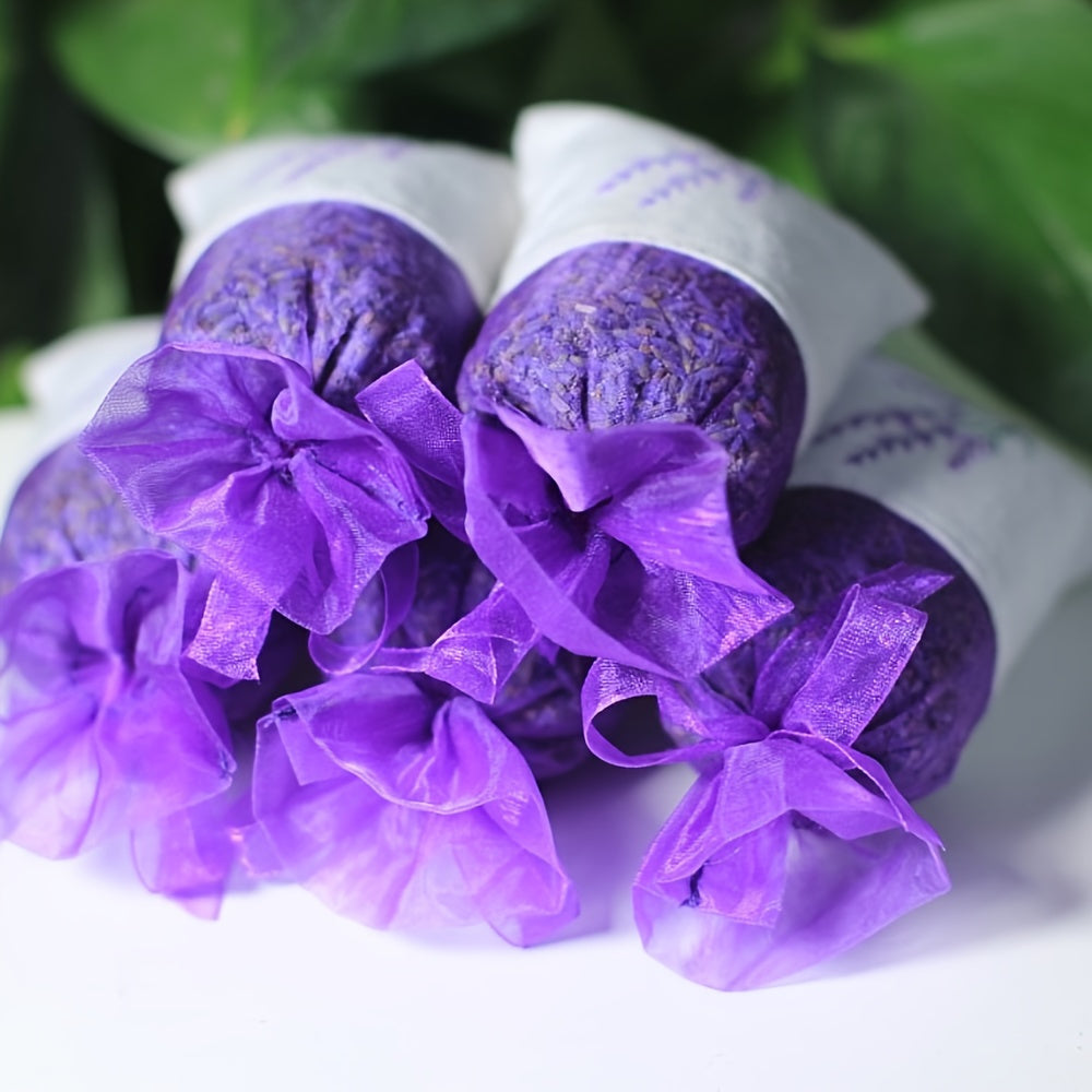 Lavender Scented Sachets Bags for Drawer Wardrobe Closet Car Fragrance - 5A Grade Fresh Purple Lavender Aroma Home Freshener Moth Repellent Gift Set 5pcs or Trial Pack