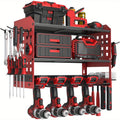 Power Drill Holder Wall Mount ¨C Heavy Duty Tool Storage Rack with 3/4 Layer Floating Shelf | Cordless Drill Organizer | 4/6/8 Drill Holders Workshop Tool Rack for Garage & Workshop Organization