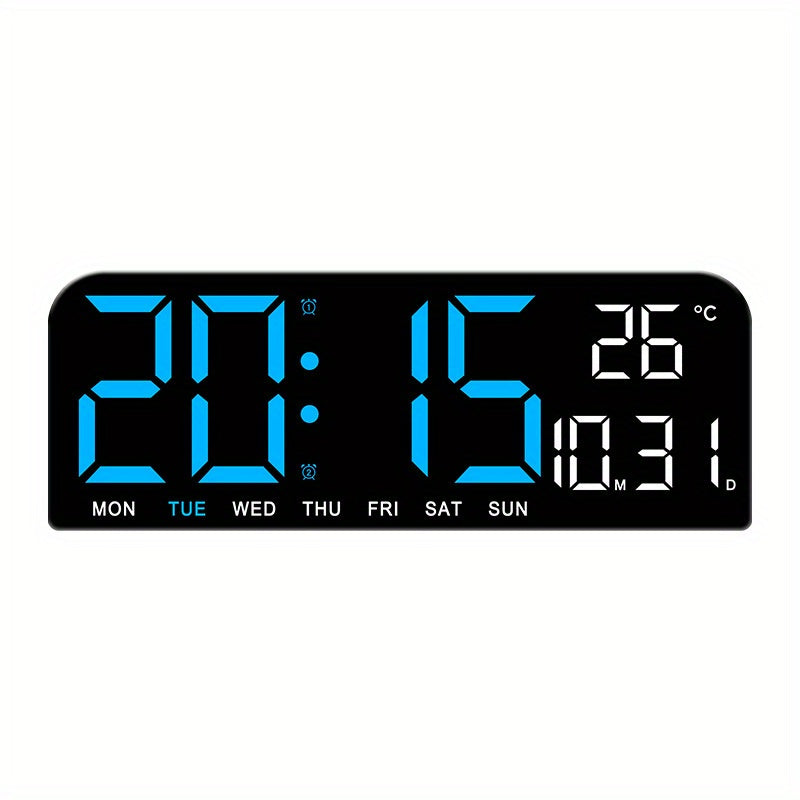 LED Alarm Clock Large Screen - Digital Clock with Temperature Humidity Week Display, Bedroom Living Room Office Desk Clock