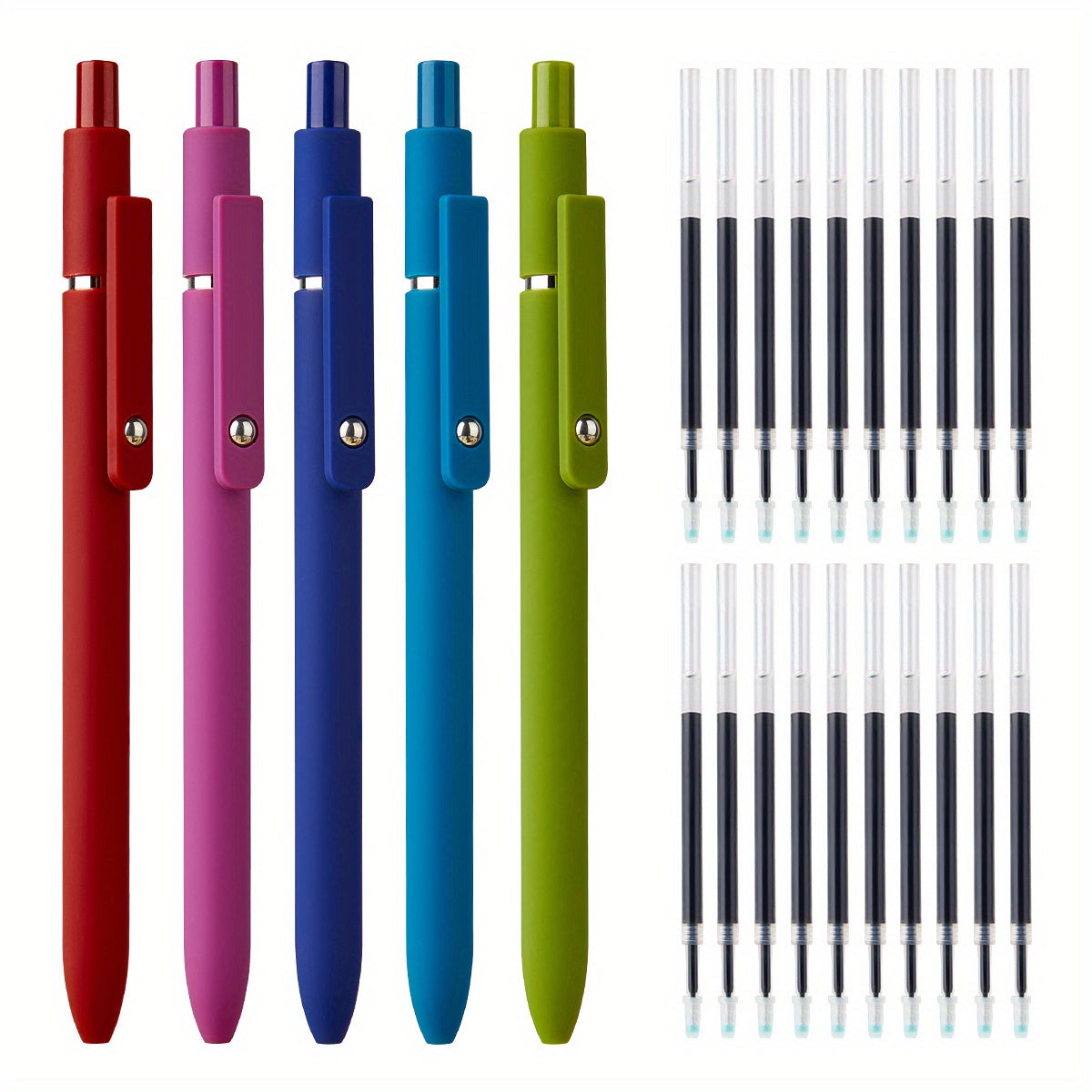 Gel Pen Set 25-Pack ¨C 5 Multicolor Pens + 20 Black Refills 0.5mm Fine Point Quick-Drying Smooth Writing No Feather Ink for Office School Journaling Gifting Vintage Morandi Gradient
