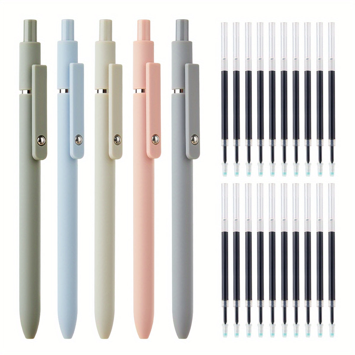 Gel Pen Set 25-Pack ¨C 5 Multicolor Pens + 20 Black Refills 0.5mm Fine Point Quick-Drying Smooth Writing No Feather Ink for Office School Journaling Gifting Vintage Morandi Gradient