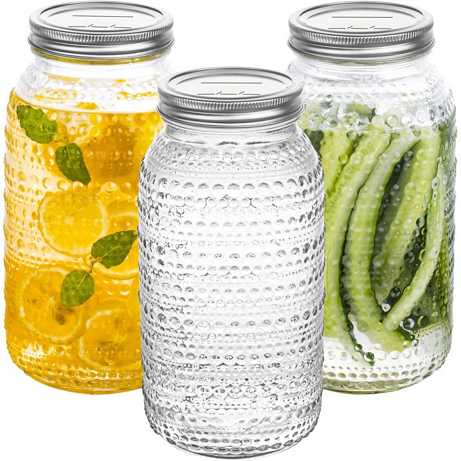Mason Jars 64oz Wide Mouth with Lids 3 Pack Large Glass Canning Jars Airtight for Food Storage Meal Prep Pickling Salad Jam Centerpieces Vase Kitchen Pantry