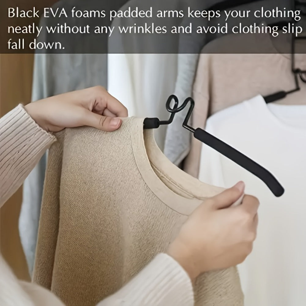 Space Saving Hangers 5-in-1 Multi-Layer Metal Closet Organizer | Heavy Duty Non-Slip Foam Pads | 2 Pack Clothes Hanger for Coats Sweaters Suits T-Shirts Closet Space Saver