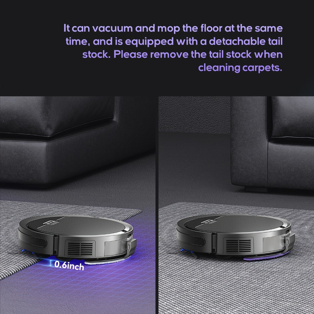 Robot Vacuum Cleaner Mop Combo 5000Pa Max Suction 2-in-1 with App & Voice Control - Scheduled Cleaning, Auto Recharge, for Pet Hair, Low Pile Carpet & Hard Floors, 12.2 inch Slim Design, Multiple Colors