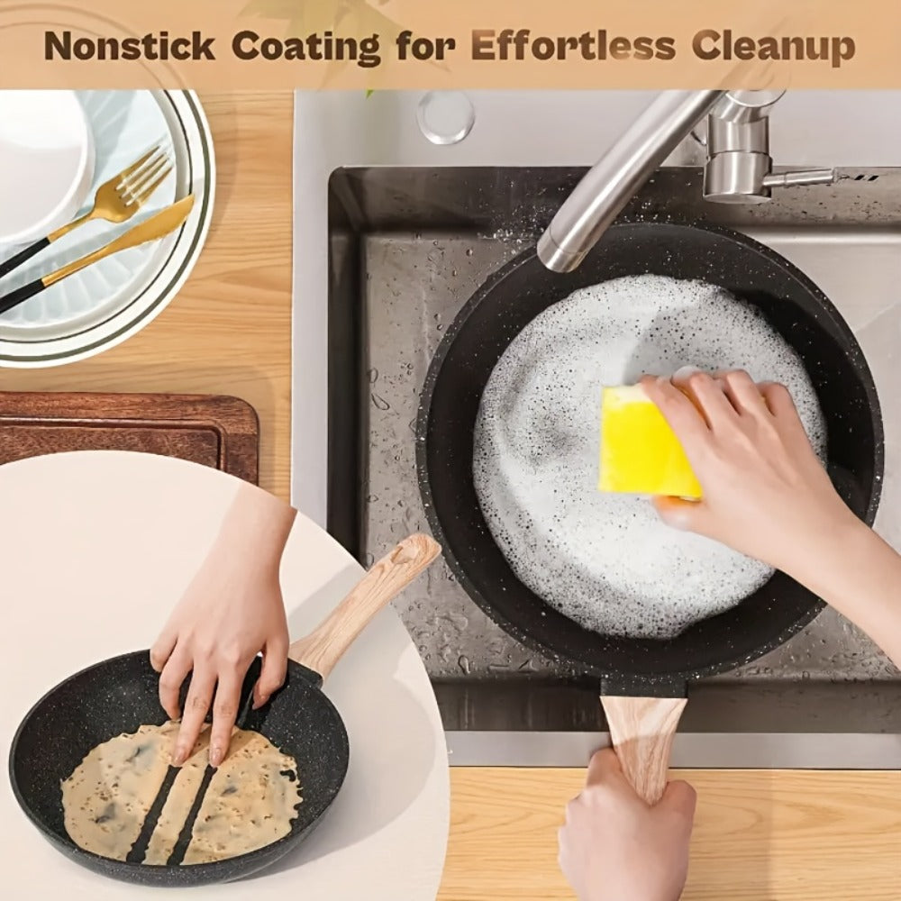 Granite Nonstick Cookware Set ¨C Frying Pans, Pots & Lids, Non-stick Coating, Induction & Electric Stove Compatible, Kitchen Essentials Gift Set