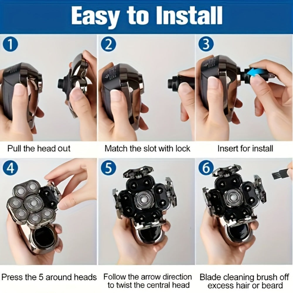 9D Electric Head Shaver for Bald Men ¨C 5-in-1 Cordless Rechargeable Bald Head Razor & Grooming Kit for Home and Travel