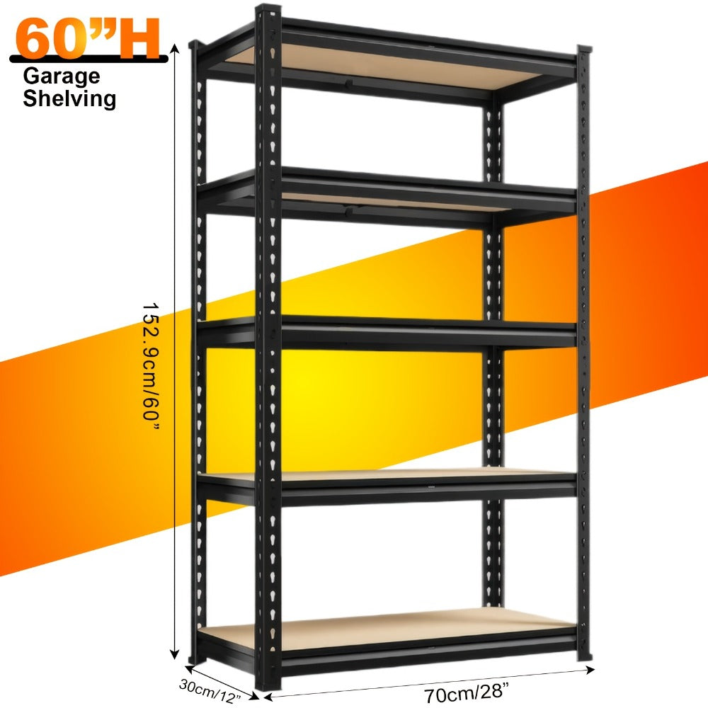 Heavy Duty Shelving Unit 5-Tier Metal Storage Shelves 2000 LBS Capacity, 60¡±H x 28¡±W x 12¡±D Adjustable Steel Rack for Garage, Closet, Pantry & Basement Organization, Easy Assembly Utility Shelf