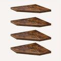 Corner Floating Wall Shelf - Rustic Wood Wall Organizer for Living Room Bedroom Bathroom Kitchen, Space-Saving Display Rack, Country Style Corner Shelf Set of 2 4 6, Brown Black White Home Decor