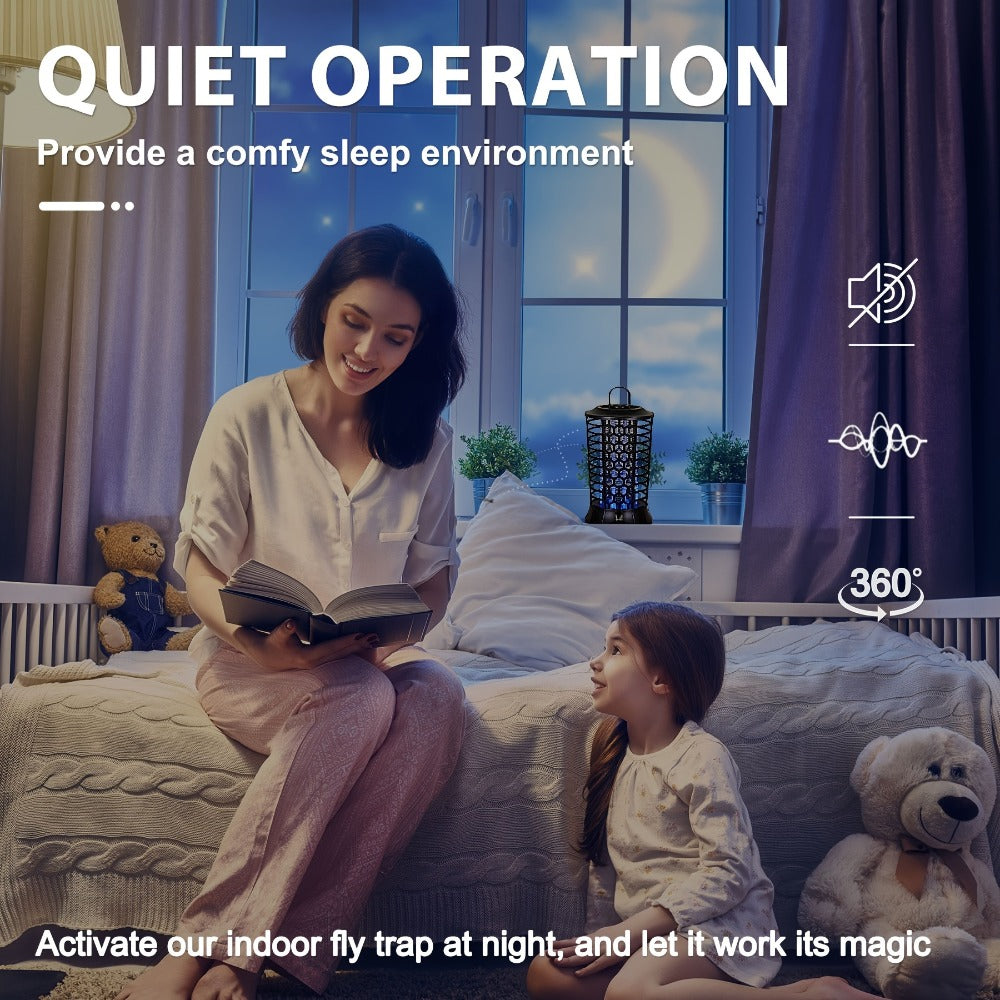 Indoor Bug Zapper Electric ¨C Powerful Mosquito Killer & Fly Zapper with Bug Collector Tray, Easy Clean, Silent Operation, Plug-In Insect Trap for Bedroom, Kitchen, Office & Home Use