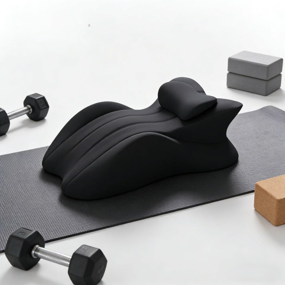 Wedge Pillow for Couples ¨C Ergonomic Intimacy Support & Back Relief Cushion, Low-Profile Bedroom Bolster, Black