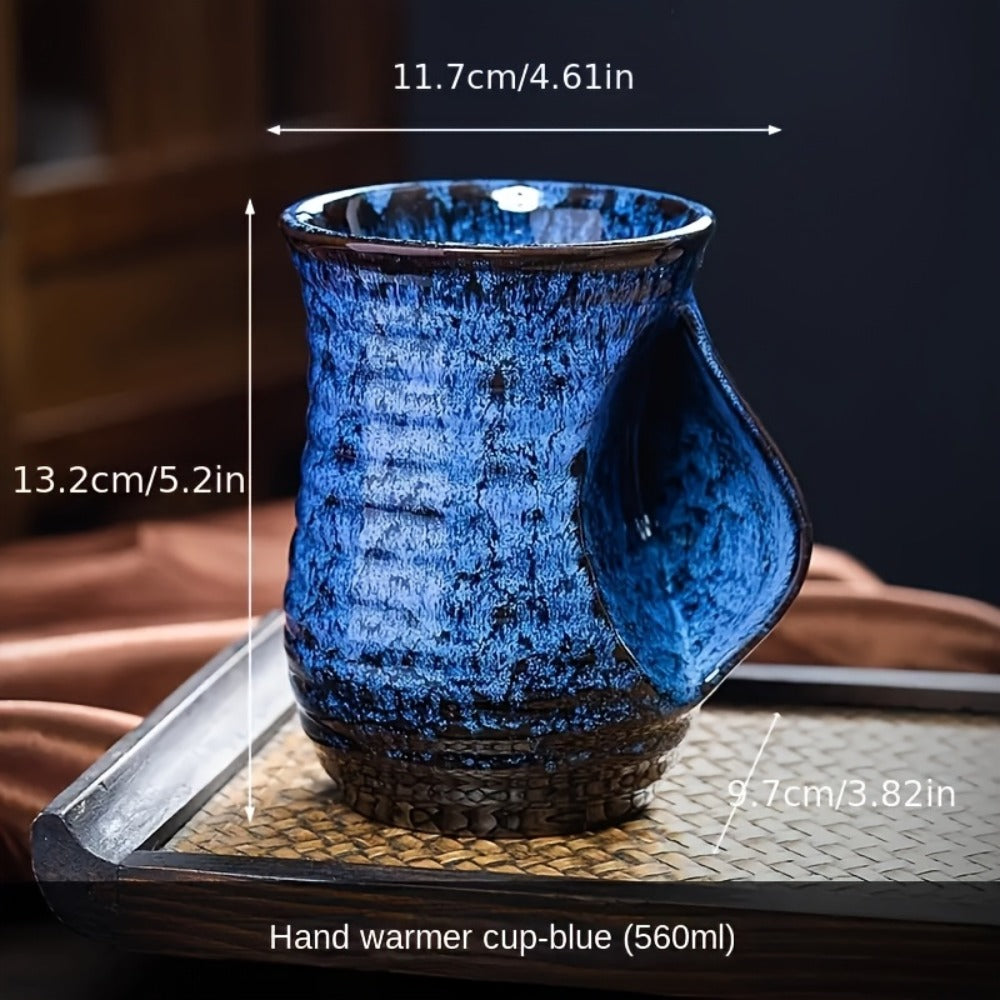 Ceramic Coffee Mug 18 Oz ¨C Vintage Kiln-Fired Hand Warmer Cup with Speckled Glaze ¨C Insulated Large Coffee Cup for Home & Office ¨C Unique Gift for Christmas, Valentine's Day & Holidays