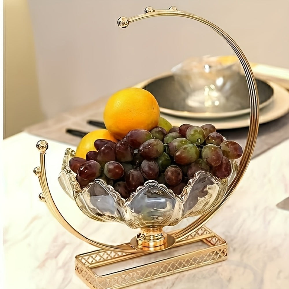 Glass Fruit Bowl Decorative Serving Tray - Modern Minimalist Centerpiece for Living Room, Dining & Kitchen | European Luxury Style Home Decor, Party Display for Thanksgiving, Christmas & New Year