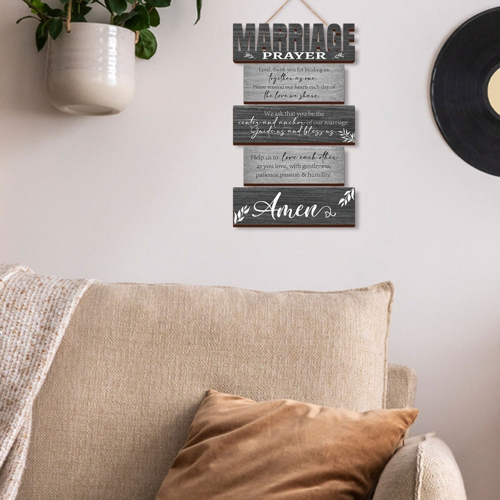 Wall Decor Sign Vintage Prayer Plaque for Living Room Bedroom Seasonal Holiday Home Decoration Gift for Couple Wife Husband