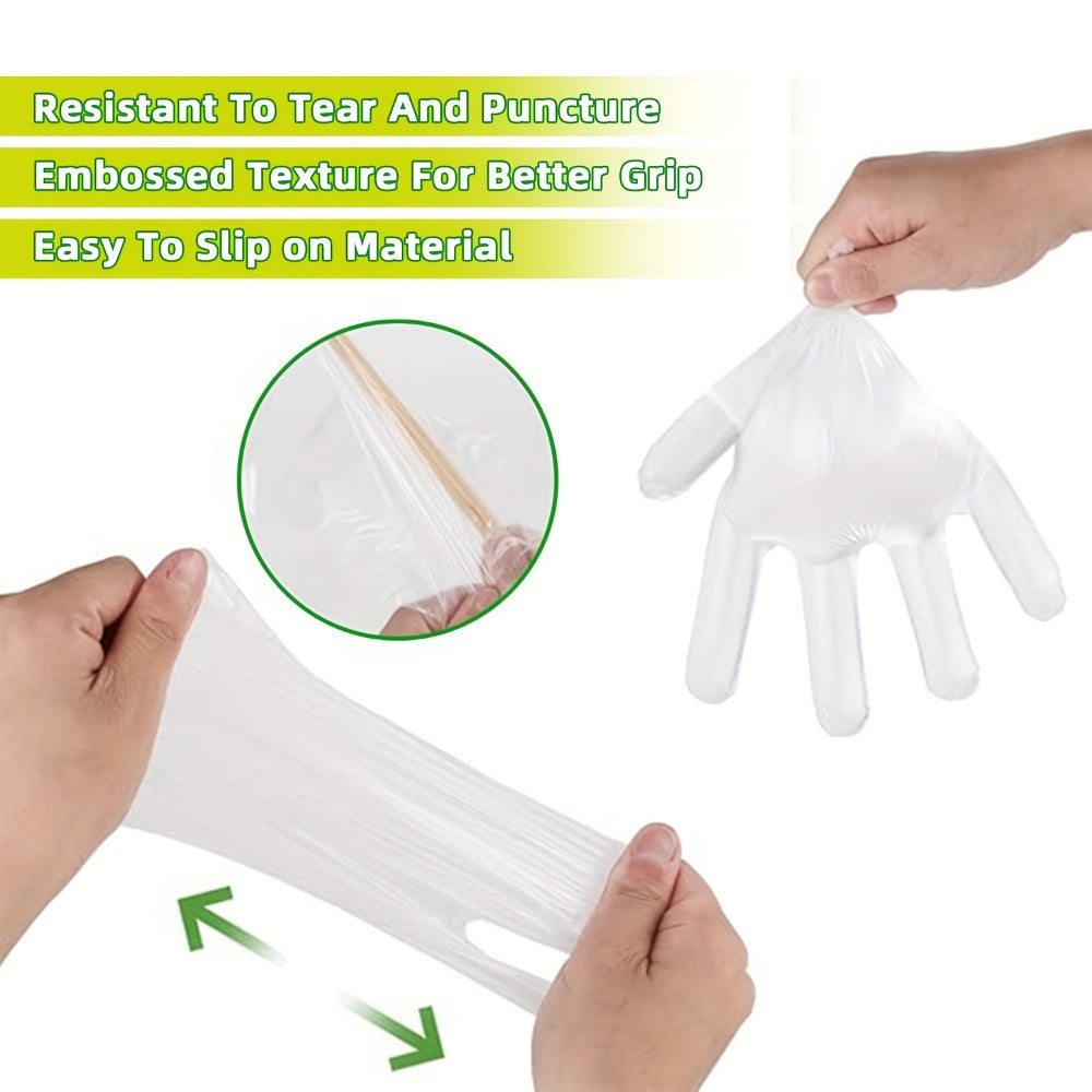 Clear Poly Disposable Gloves 200/1000PCS Oil Resistant Food Safe Cooking Cleaning Gloves S M XL