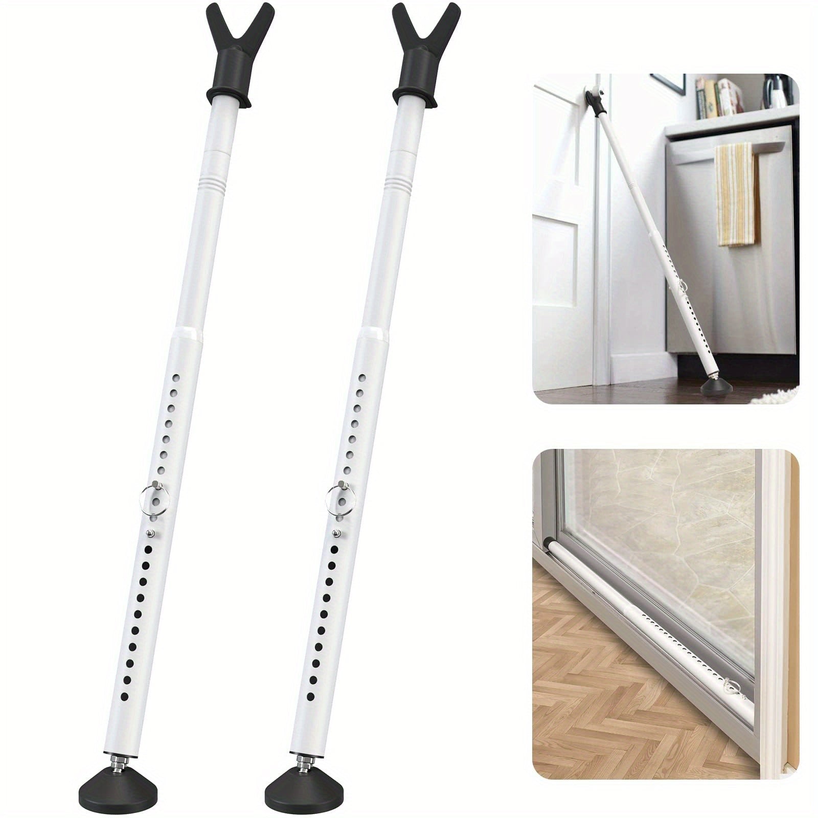 Door Security Bar Adjustable 28-45 Inch ¨C Heavy Duty Door Barricade Bar with Anti-Slip Base, Fits Standard & Sliding Doors, Windows, Apartments, Hotels ¨C Home Security Door Stopper Jammer 1 or 2 Pack
