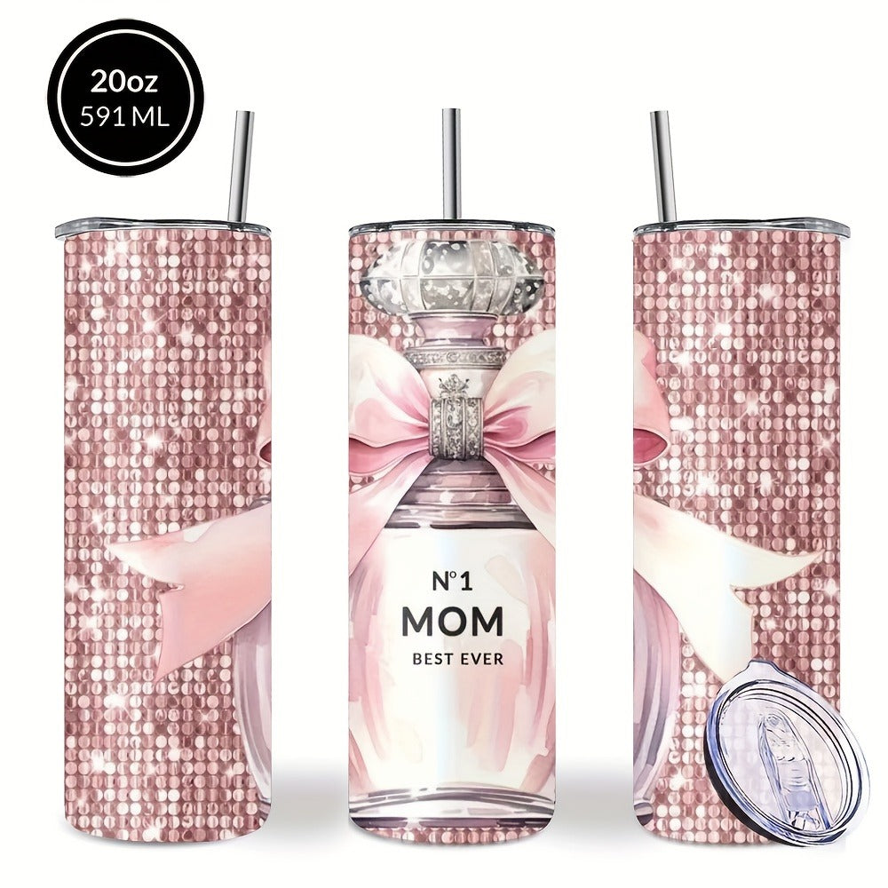 Insulated Tumbler 20oz Mom's Best Ever Design | 304 Stainless Steel Travel Cup with Lid & Straw for Hot & Cold Drinks ¨C Cute Gift for Mom, Women, Birthday, Mother's Day & Christmas