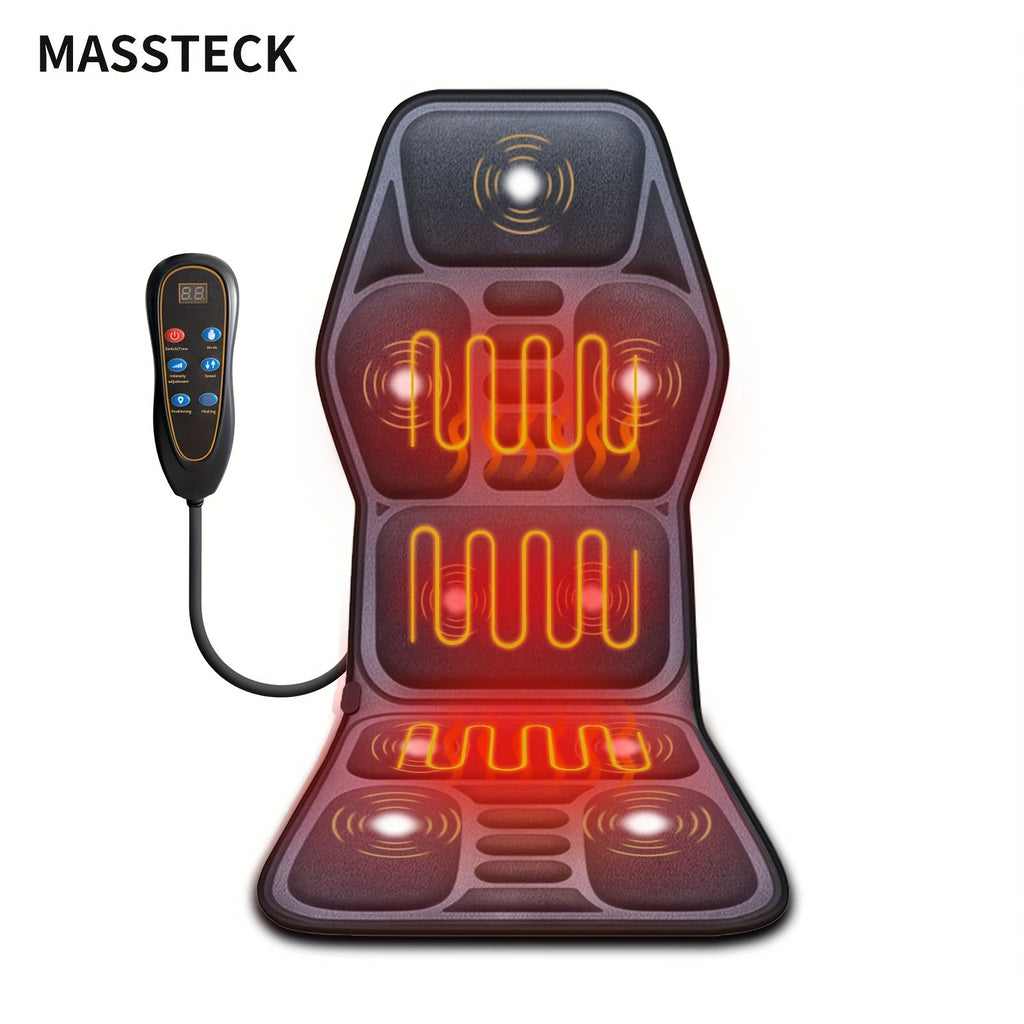Massage Seat Cushion with Heat 9 Vibration Motors Triple Heating Pad Lumbar Traction Full Body Massager for Back Waist Hip Leg for Couch Chair Gift for Mom Dad Women Men