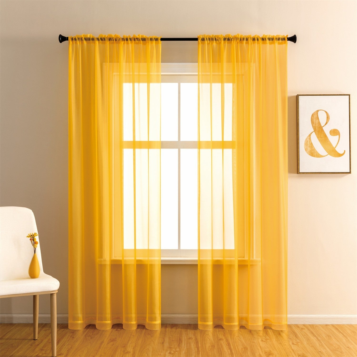 Sheer Curtains 2 Panels Rod Pocket ¨C Light Filtering Privacy Window Drapes for Living Room Bedroom Modern Home Decor