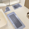 Diatomaceous Earth Bath Mat Set 3pcs Non-Slip Super Absorbent Bathroom Rug - Quick Dry Machine Washable Toilet Mat for Shower Room, Hotel & Home | Safe Non-Slip Backing | Blue, Coffee & Gray