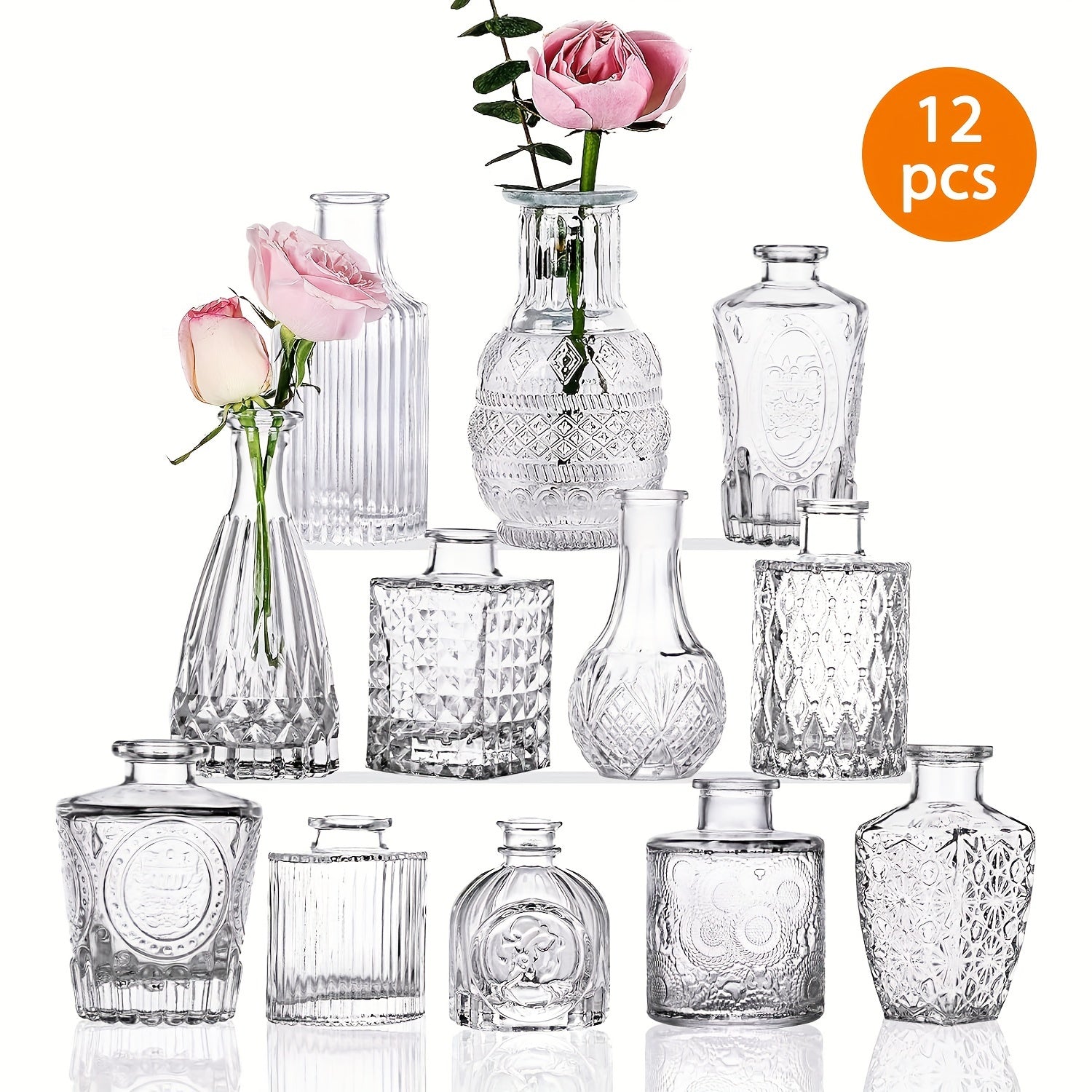 Glass Bud Vases Bulk Set ¨C Clear Flower Vases for Wedding Table Centerpieces, Home Decor, Birthday, Anniversary & Holiday Party Decorations