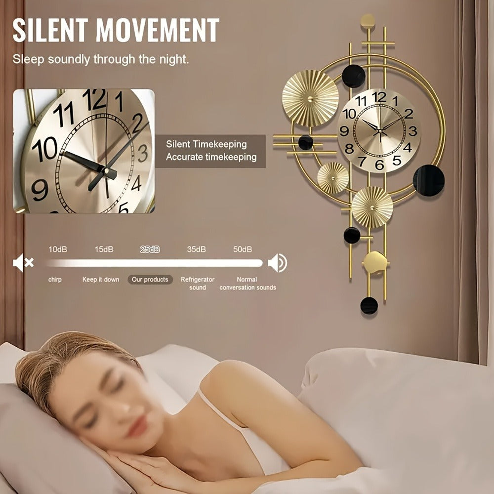 Cast Iron Wall Clock Large Modern Silent No-Ticking Irregular Digital Wall Art Decor for Living Room Bedroom 30.7 x 17.7 Inch Industrial Home Decoration Unique Big Clock