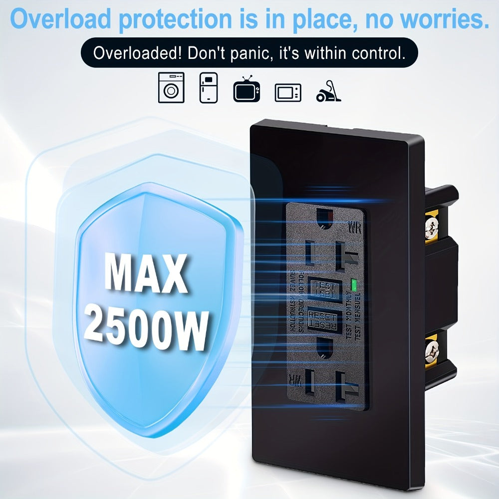GFCI Outlet 20 Amp Tamper Resistant WR Weather Resistant with Wall Plate ETL Listed LED Indicator Test Reset Button Ground Fault Circuit Interrupter for Bathroom Kitchen Garage 2 4 6 10 20 Pack Black White