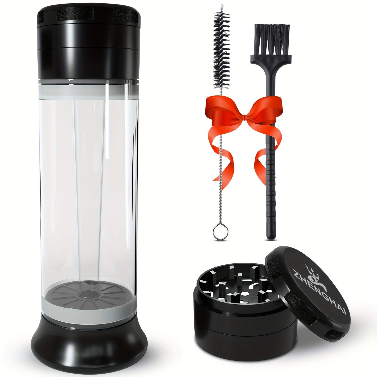 3-in-1 Herb Grinder with Cone Loader & Rolling Machine, Multifunctional Tobacco Grinder Blunt Joint Roller Filling Storage All-in-One with Cleaning Brush, Spice Grinder for Home Use, Black Red Blue