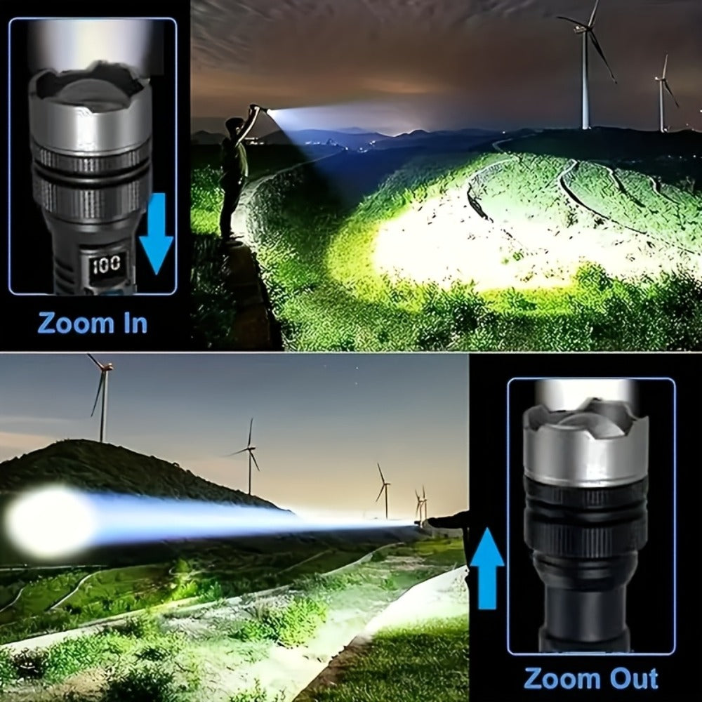 LED Flashlight Rechargeable 1000 Lumen ¨C 2-Pack Super Bright Tactical Flashlight with Digital Display, Camping Fishing Hunting Emergency Lighting, Gift Box Included, Father's Day Gift for Men