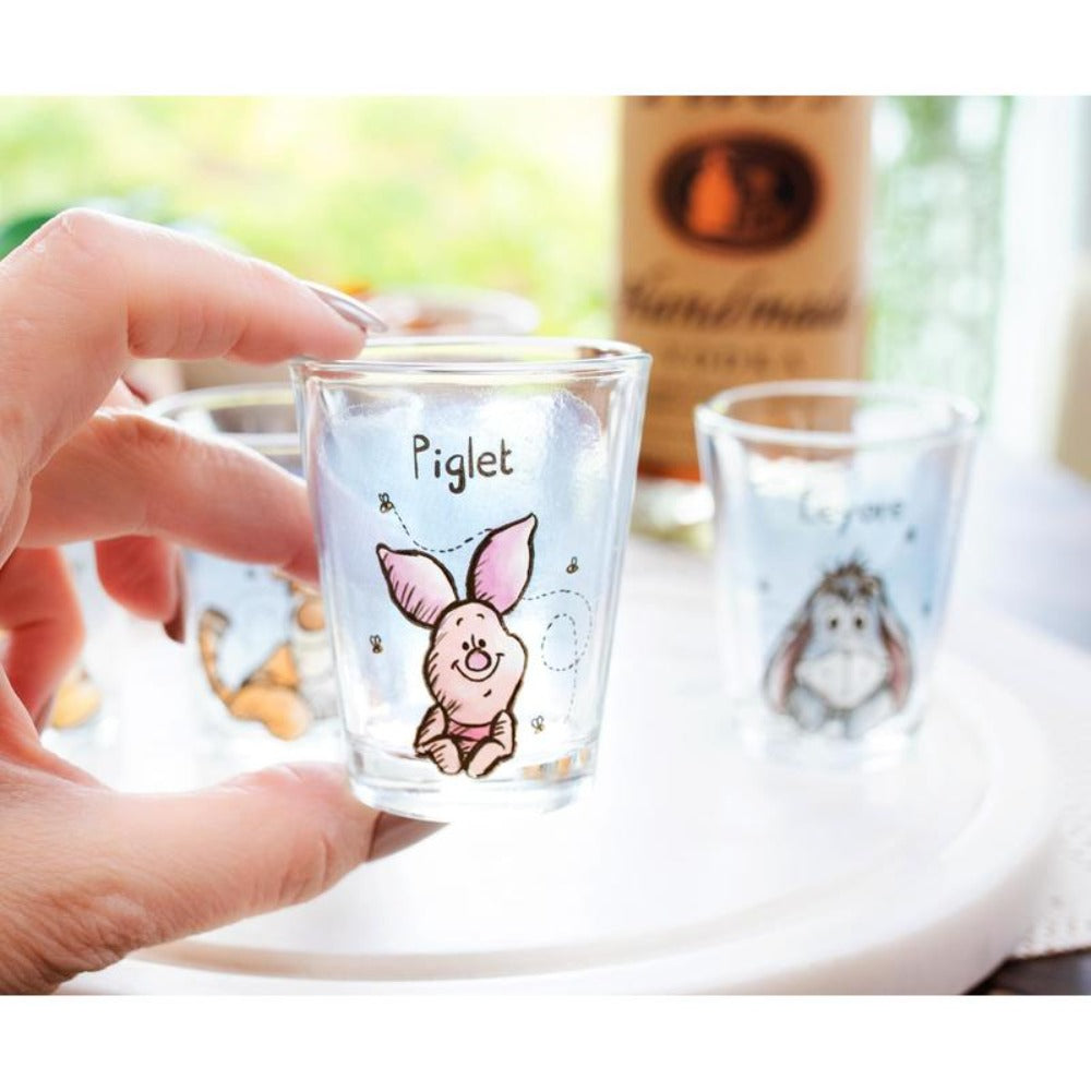 Winnie the Pooh Mini Shot Glasses Set of 4 ¨C Disney Character 2oz Glass Cups Pooh Piglet Eeyore Tigger BPA-Free Dishwasher Safe Gift