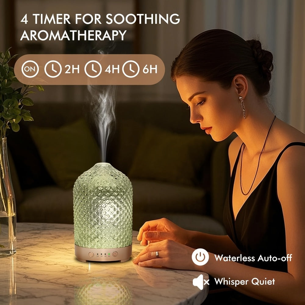 Essential Oil Diffuser Aromatherapy Humidifier with 7 Color LED Lights, Whisper-Quiet Operation, Auto Timer & Shut-Off, Cool Mist for Bedroom, Office, Yoga, Sleep ¡ª 200ml & 6.76oz Options
